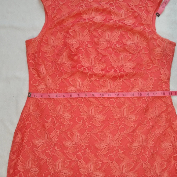 Kasper Orange Sleeveless Floral Lace Overlay Sheath Dress size 16 - Picture 10 of 11